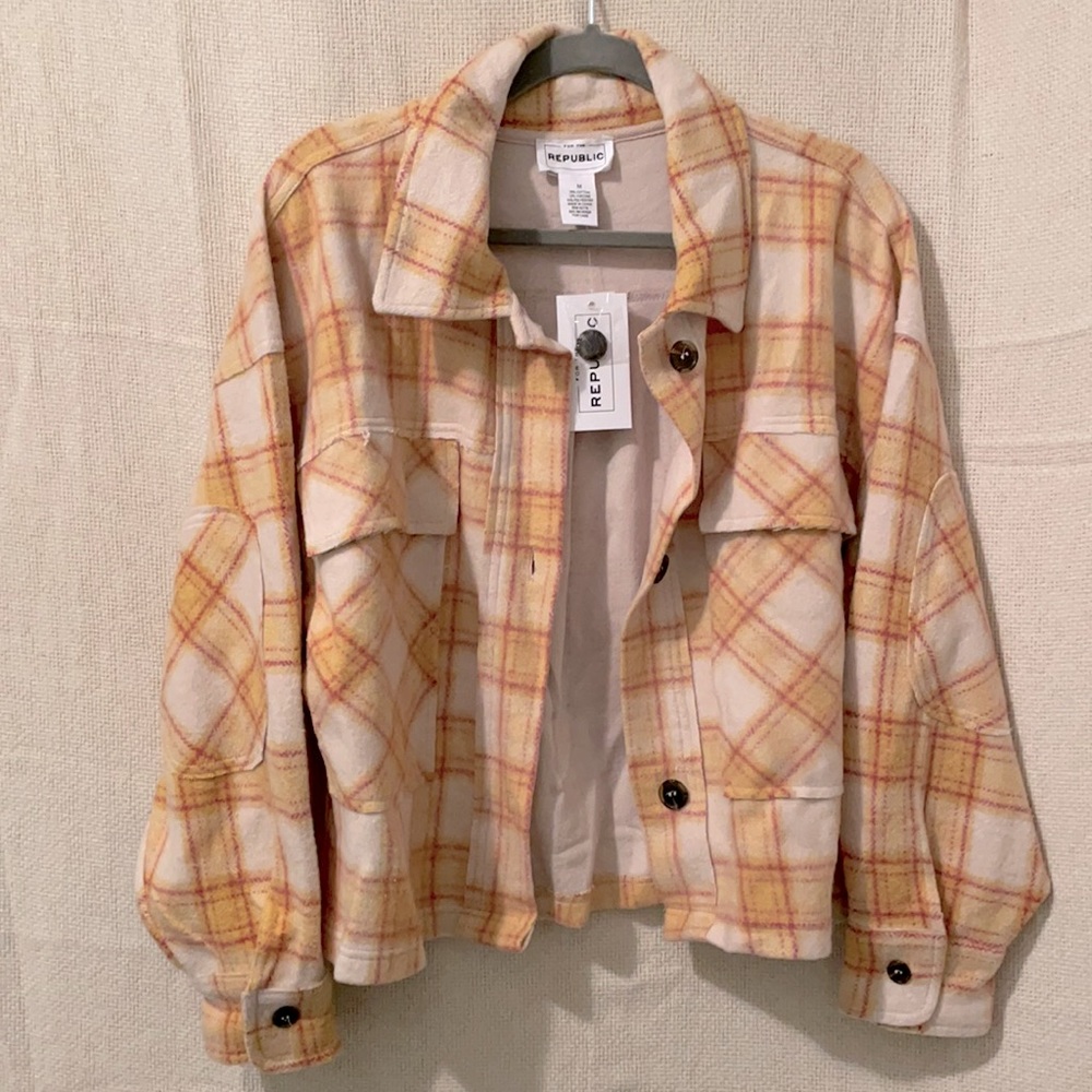 Adorable Soft Yellow plaid Coat NWT